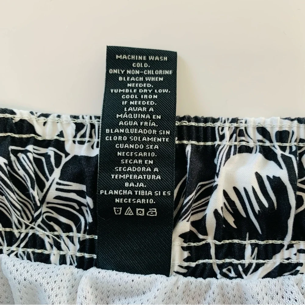 OP Black and White Floral Swim Shorts Size Medium